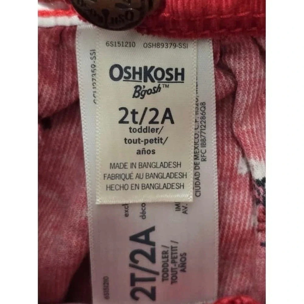 OshKosh Bgosh Toddler Corduroy Jumper Dress Red Floral 2T‎ Cute Outfit